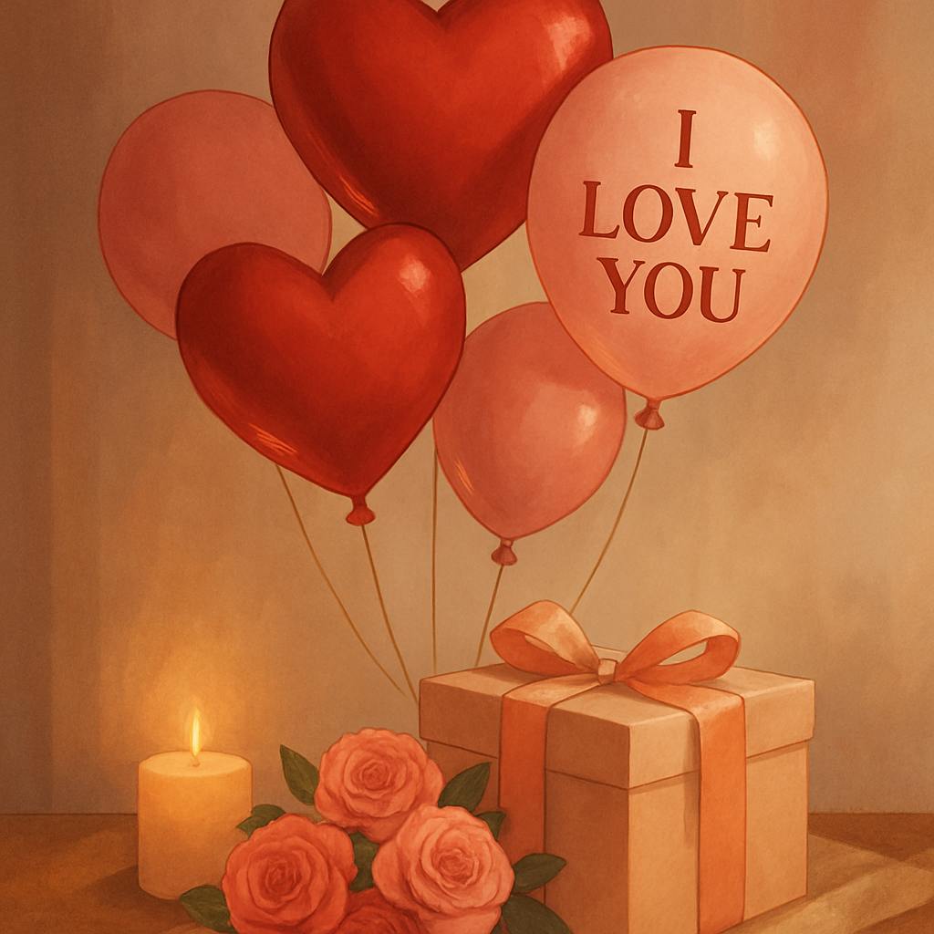 Beautiful illustration for valentine's day balloons