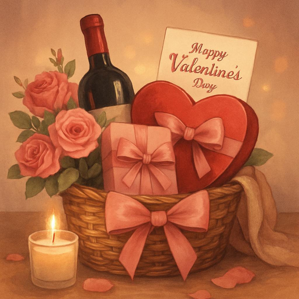 Beautiful illustration for valentine's day basket
