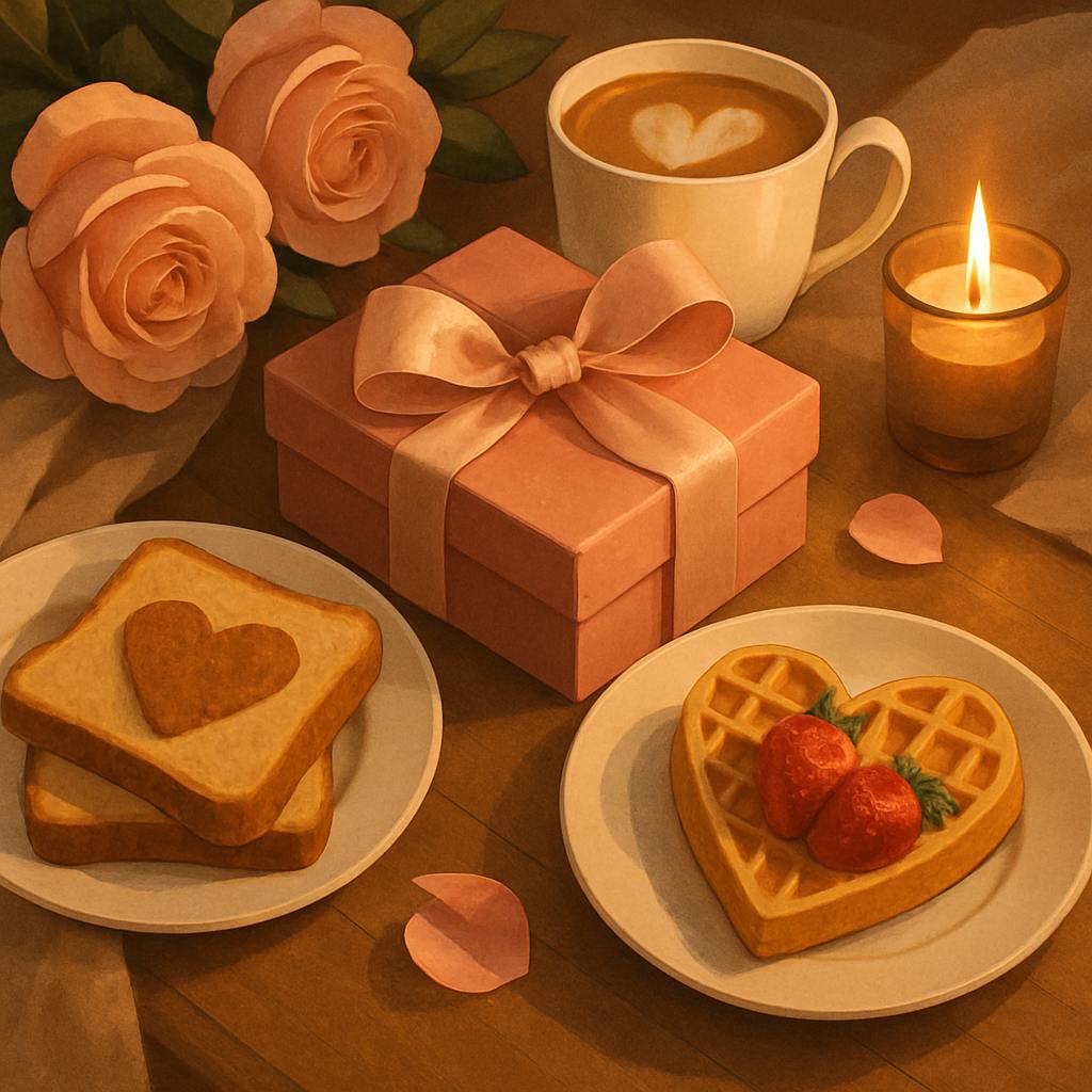 Beautiful illustration for valentine's day breakfast