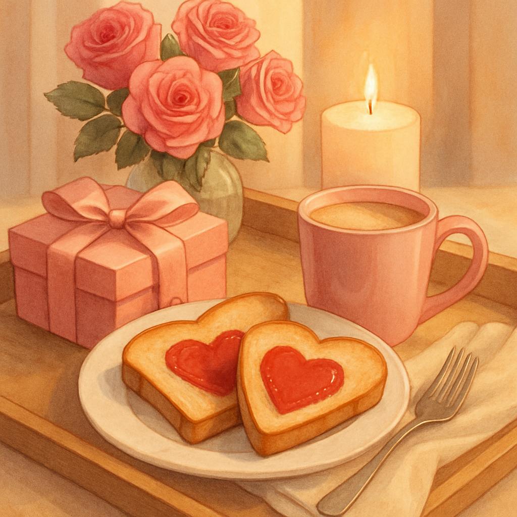 Beautiful illustration for valentine's day breakfast ideas