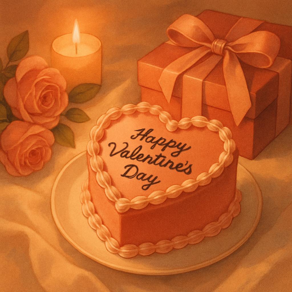 Beautiful illustration for valentine's day cake