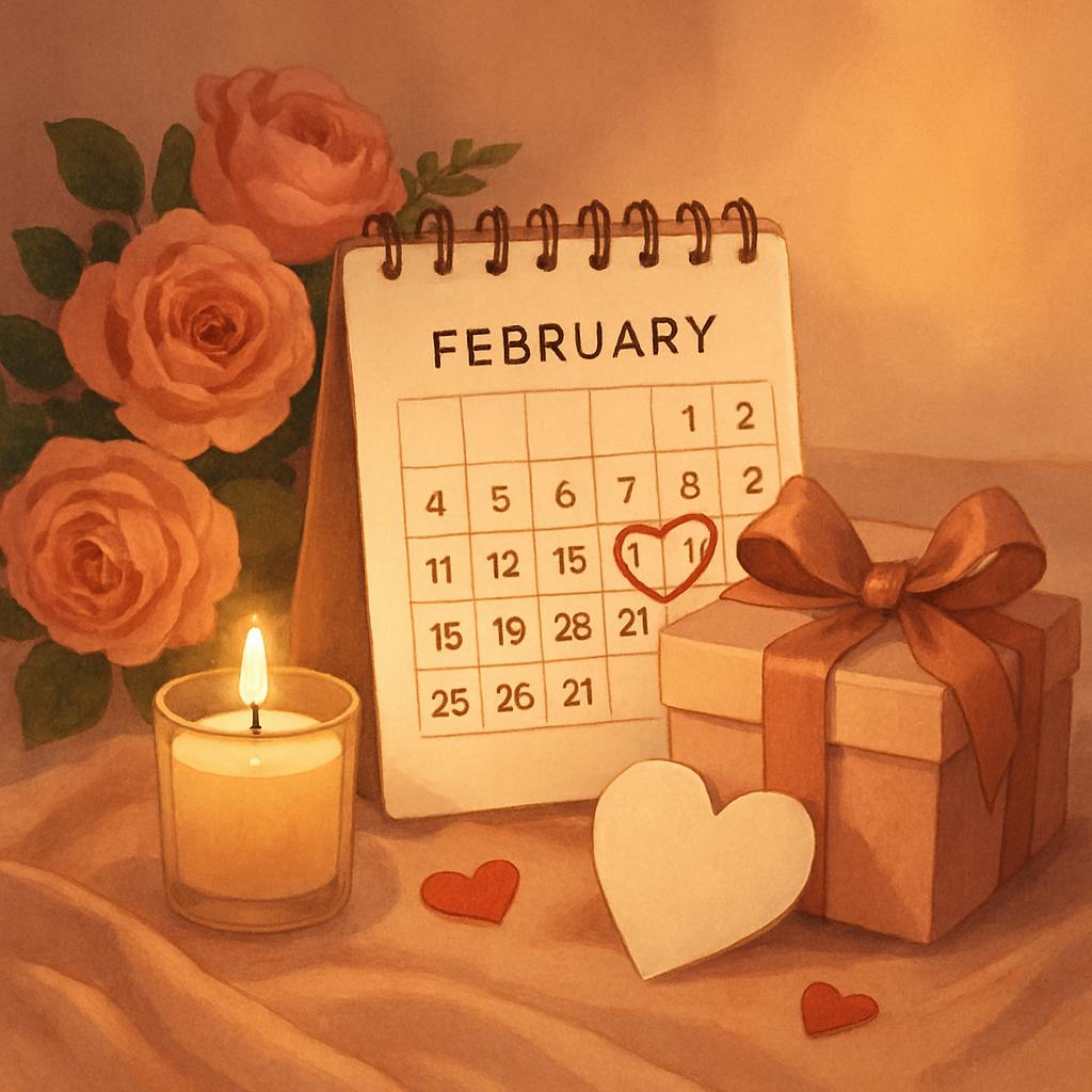 Beautiful illustration for valentine's day calendar