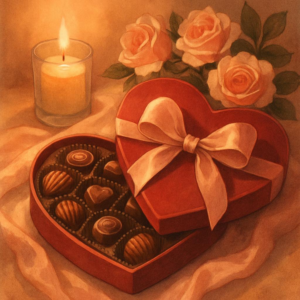Beautiful illustration for valentine's day candy box