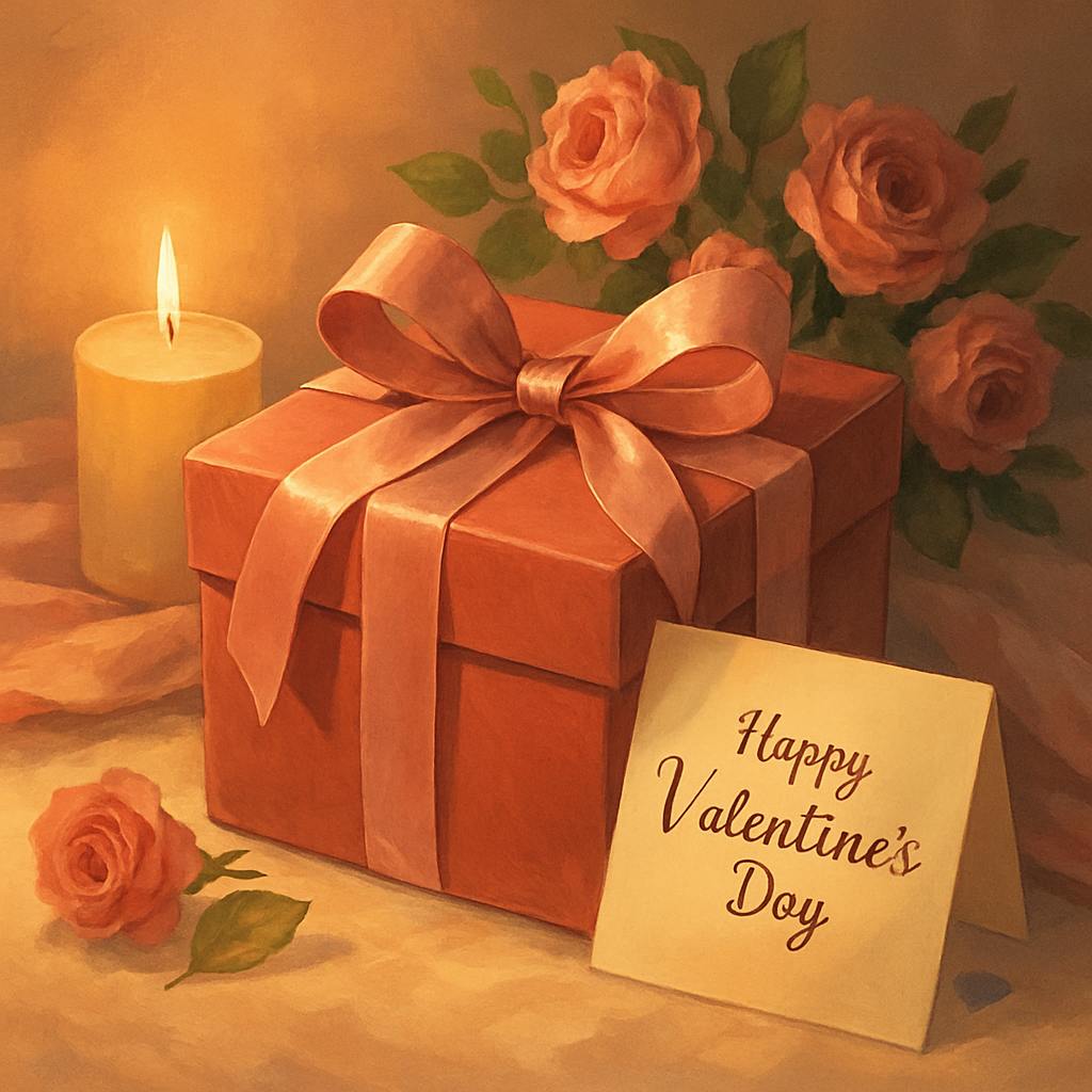 Beautiful illustration for valentine's day gift box