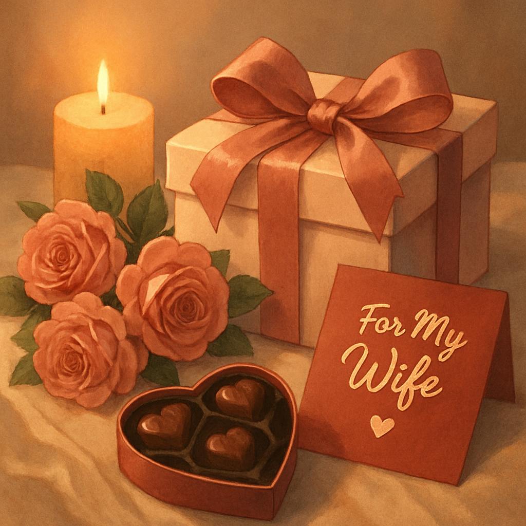 Beautiful illustration for valentine's day gift for wife