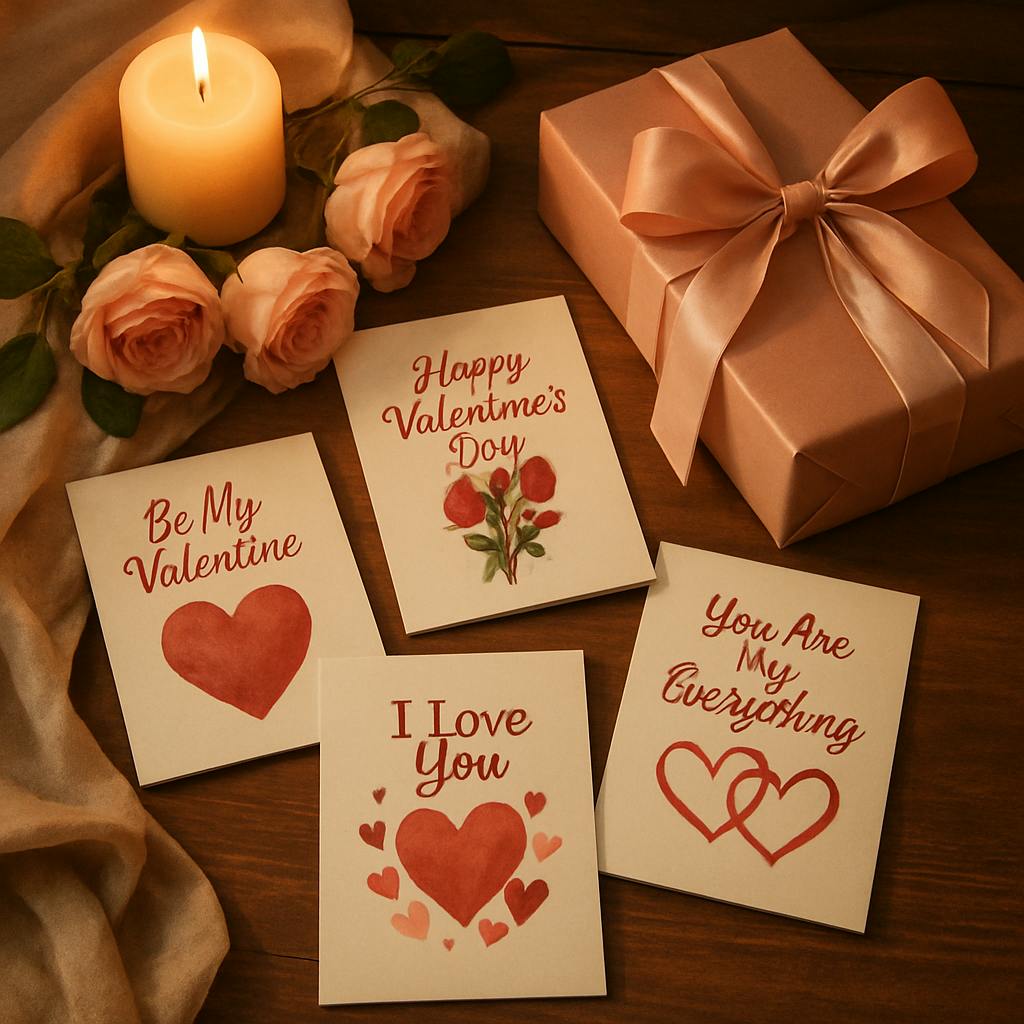 Beautiful illustration for valentine's day cards printable