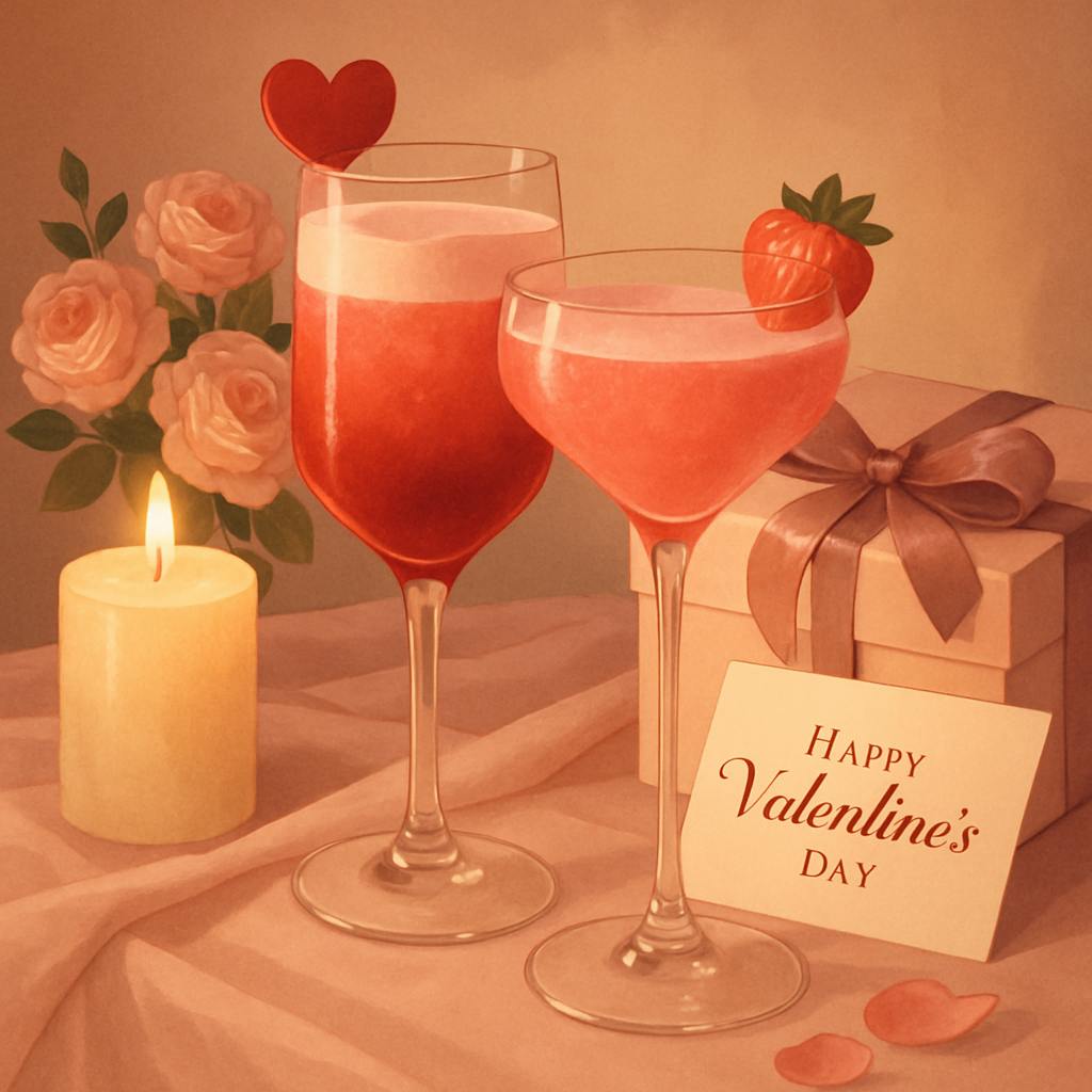 Beautiful illustration for valentine's day cocktails