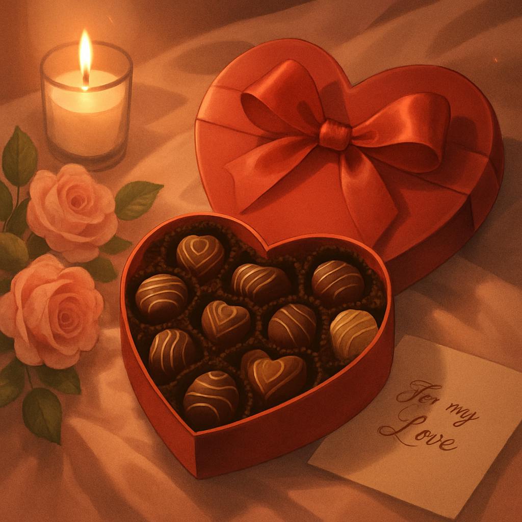 Beautiful illustration for valentine's day chocolate box