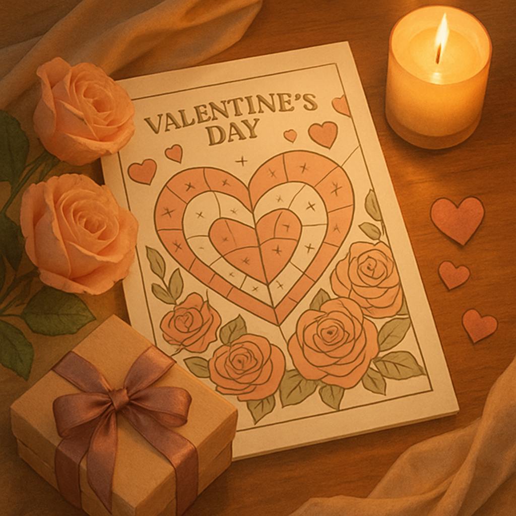 Beautiful illustration for valentine's day color by number