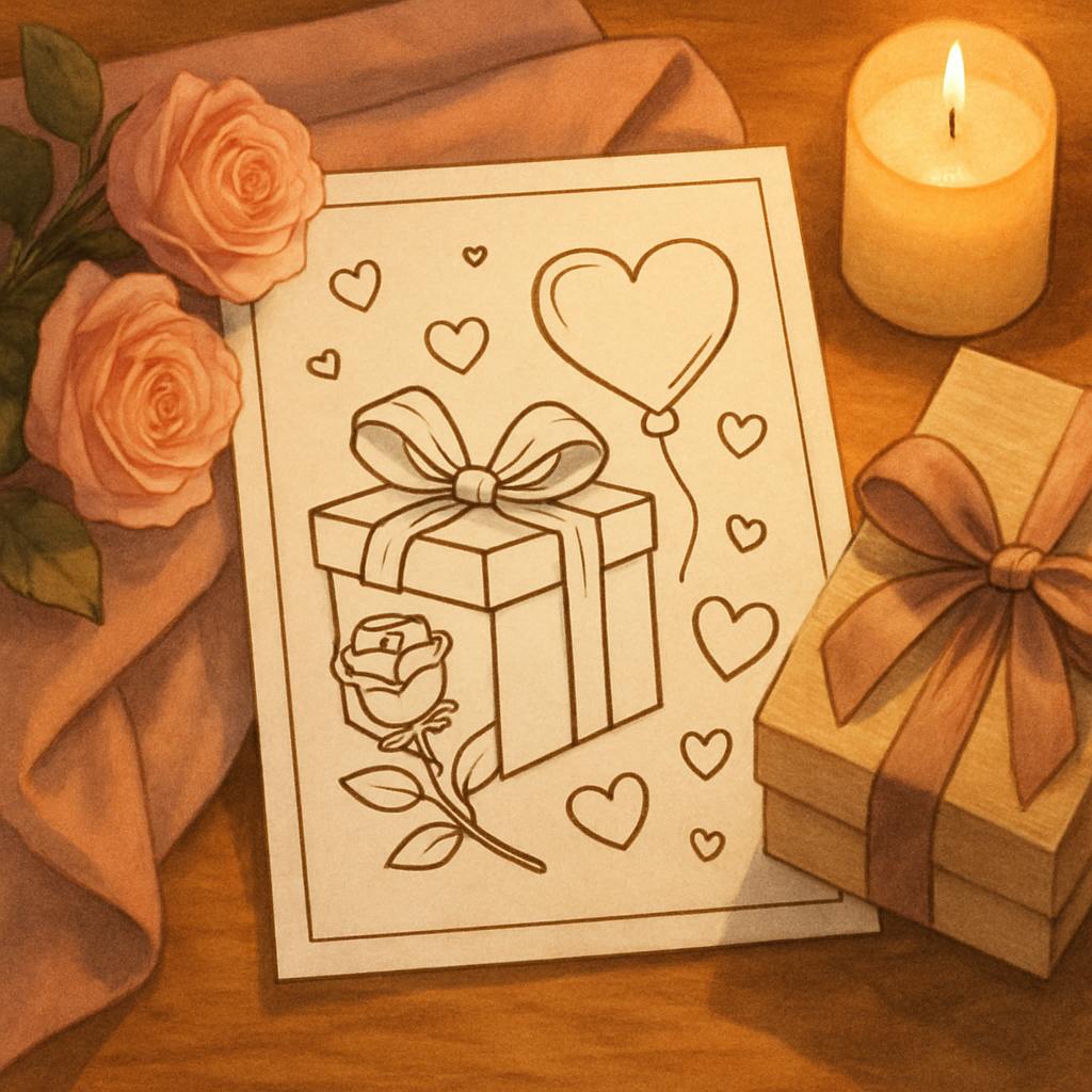 Beautiful illustration for valentine's day coloring page