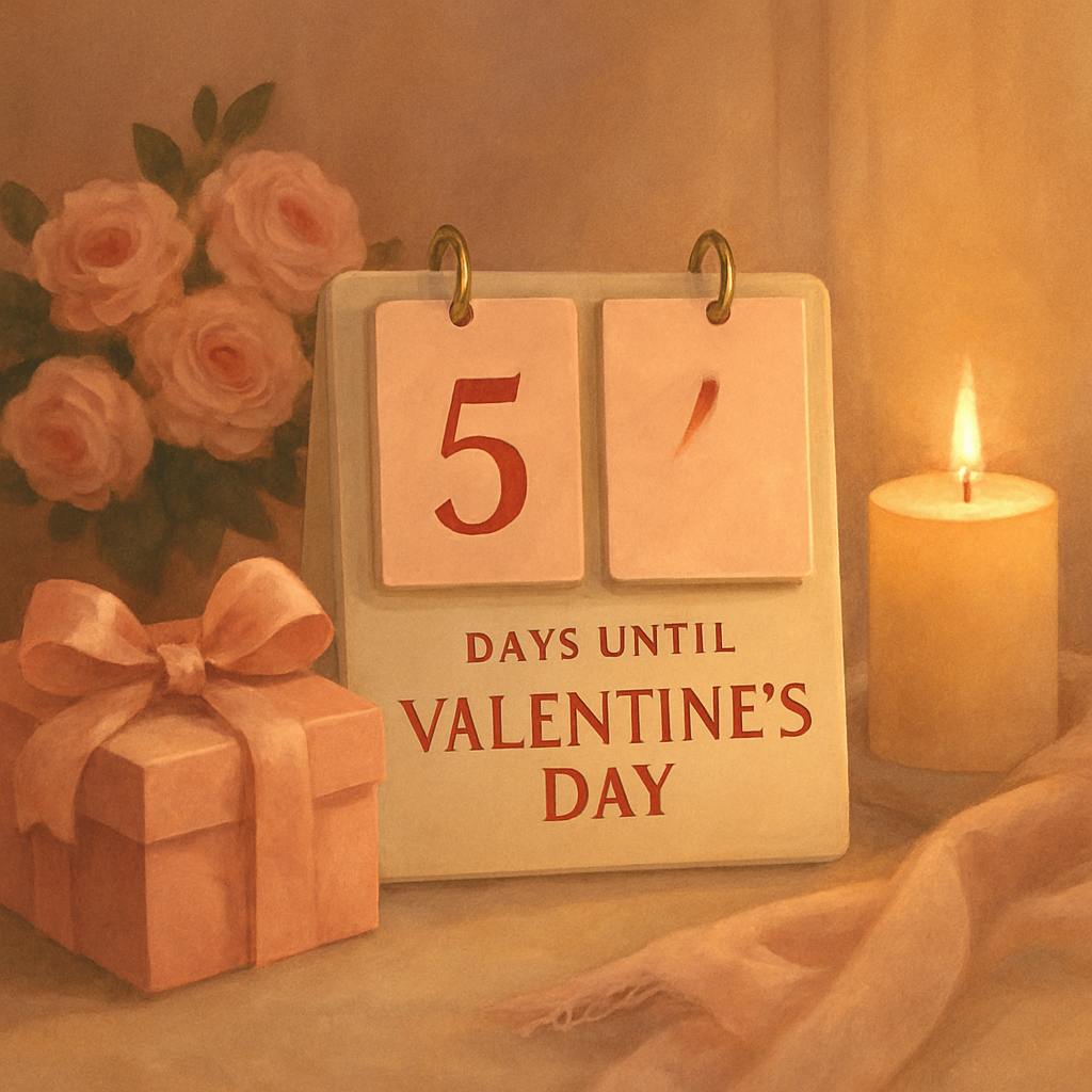 Beautiful illustration for valentine's day countdown