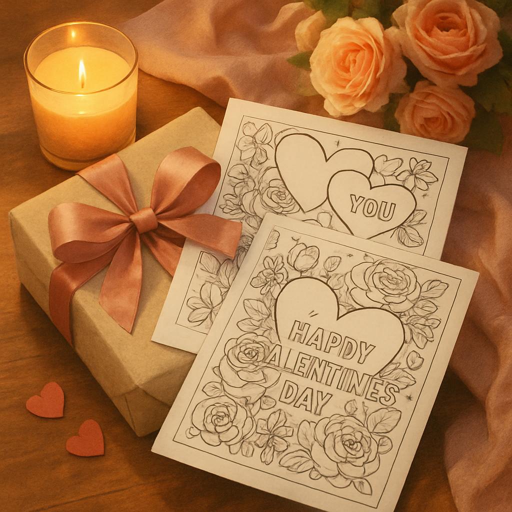 Beautiful illustration for valentine's day coloring pages