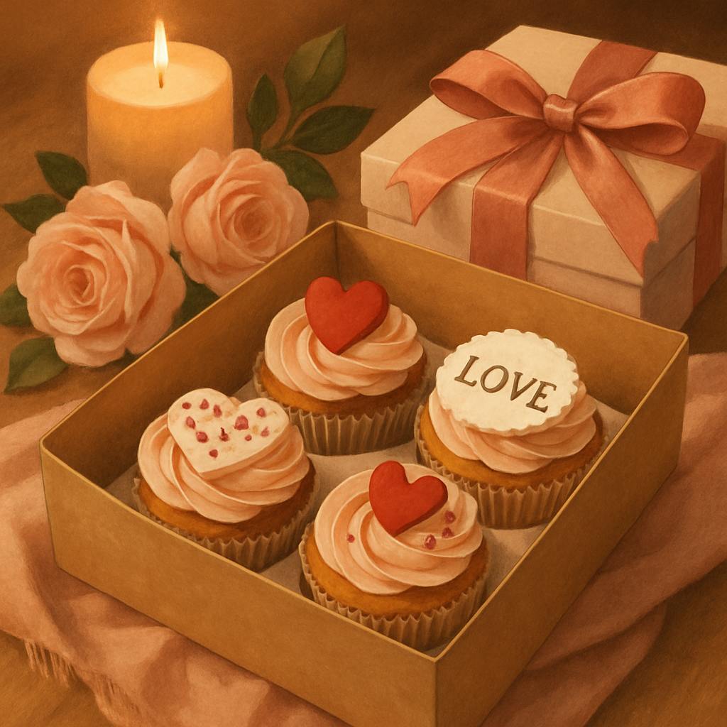 Beautiful illustration for valentine's day cupcakes