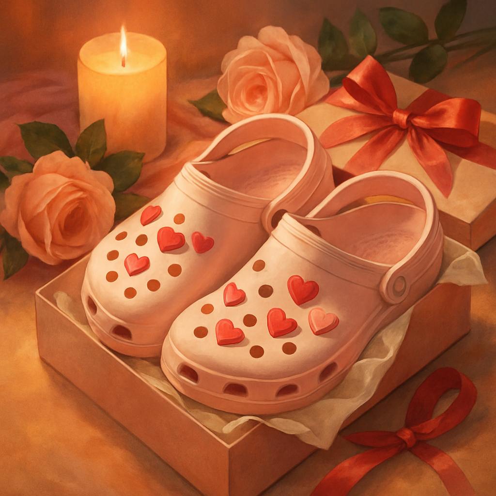Beautiful illustration for valentine's day crocs