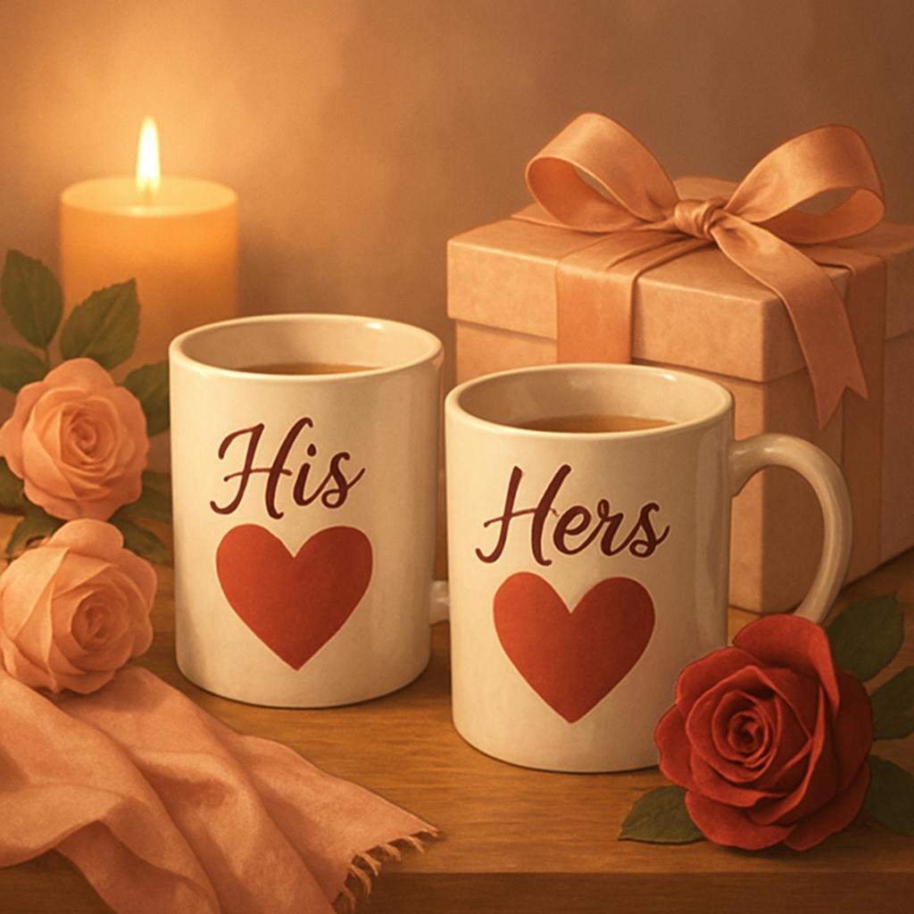 Beautiful illustration for valentine's day cups