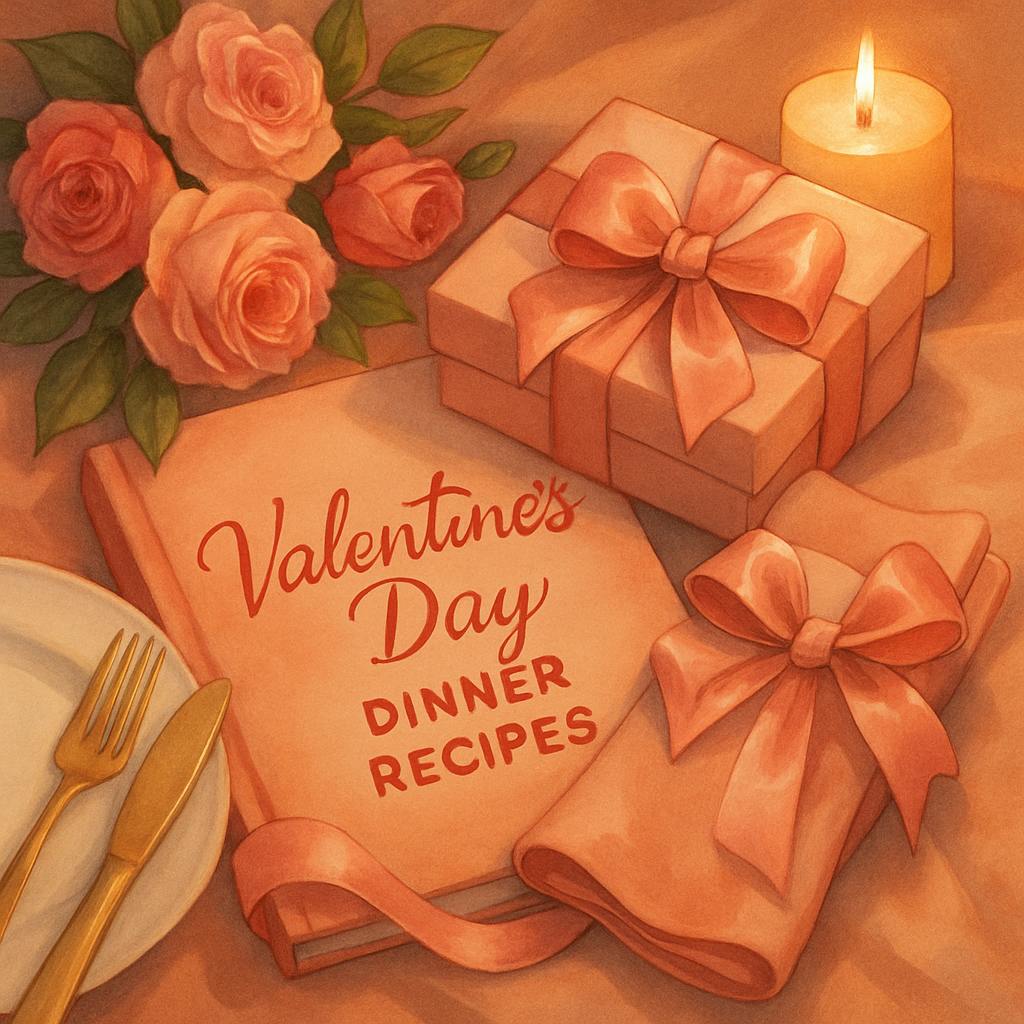 Beautiful illustration for valentine's day dinner recipes