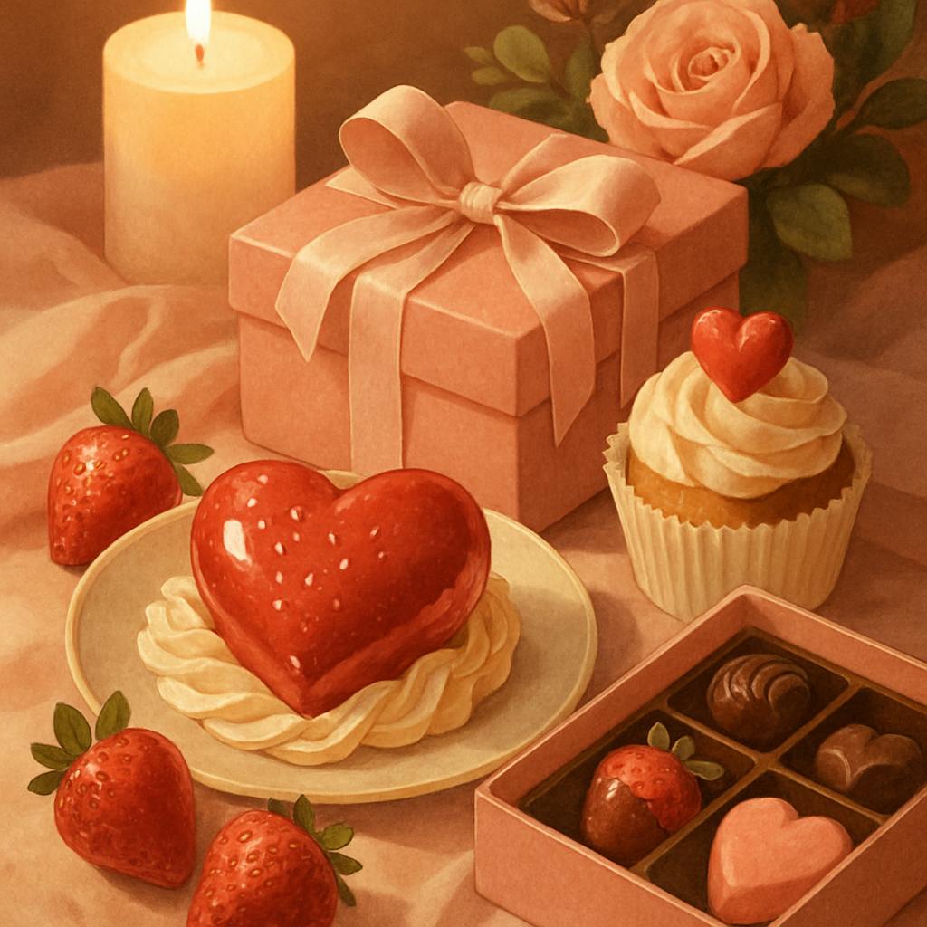 Beautiful illustration for valentine's day desserts