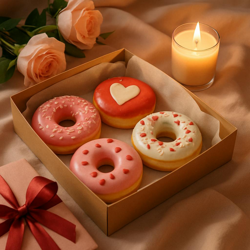 Beautiful illustration for valentine's day donuts