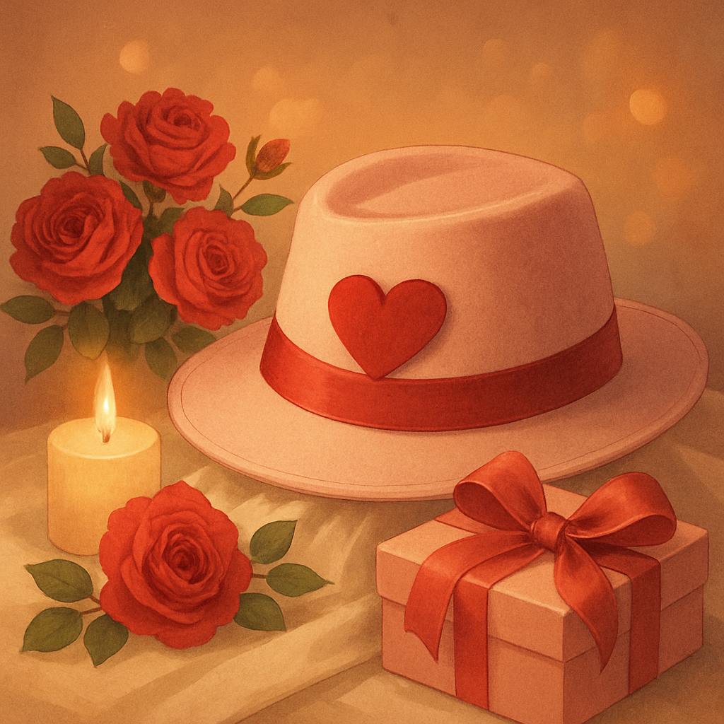 Beautiful illustration for valentine's day hat