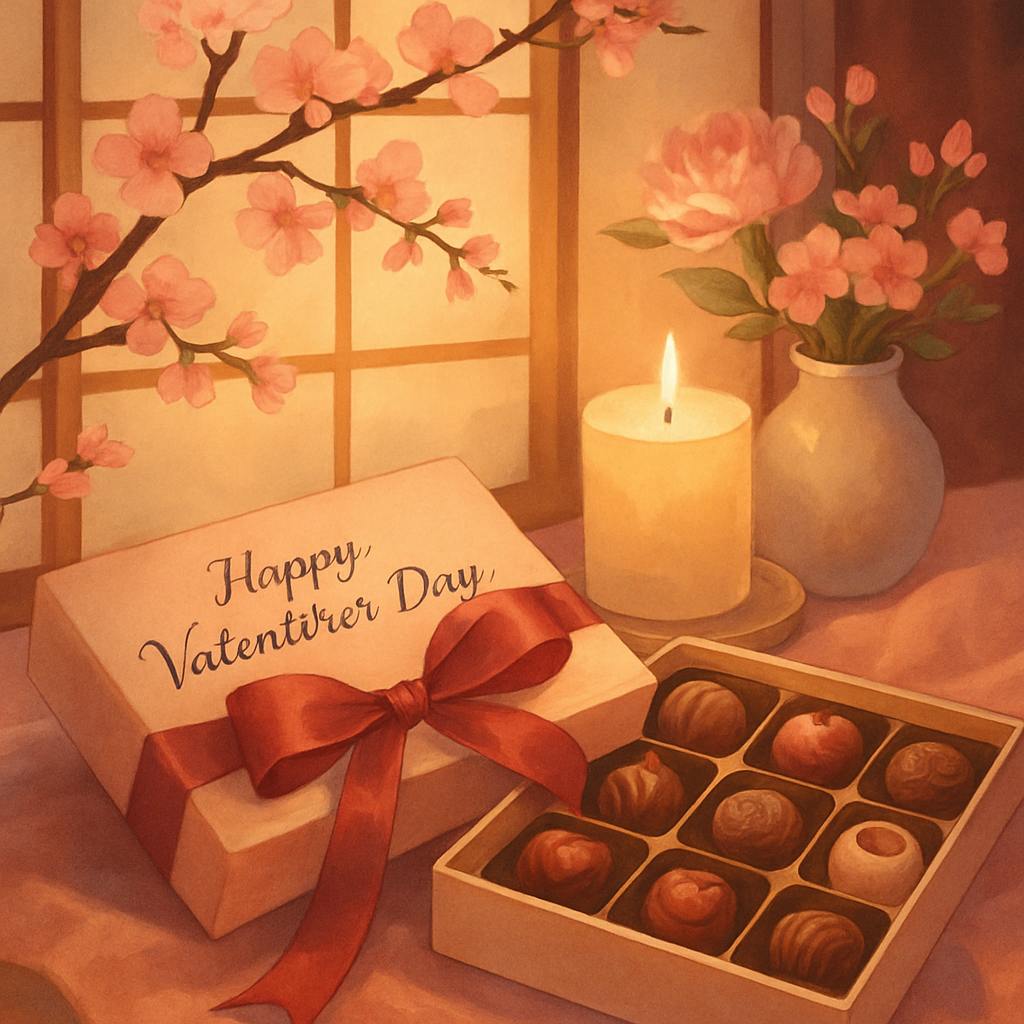 Beautiful illustration for valentine's day in japan