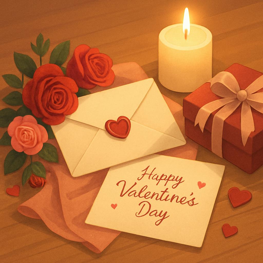 Beautiful illustration for valentine's day letter