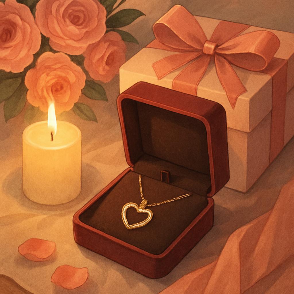 Beautiful illustration for valentine's day jewelry