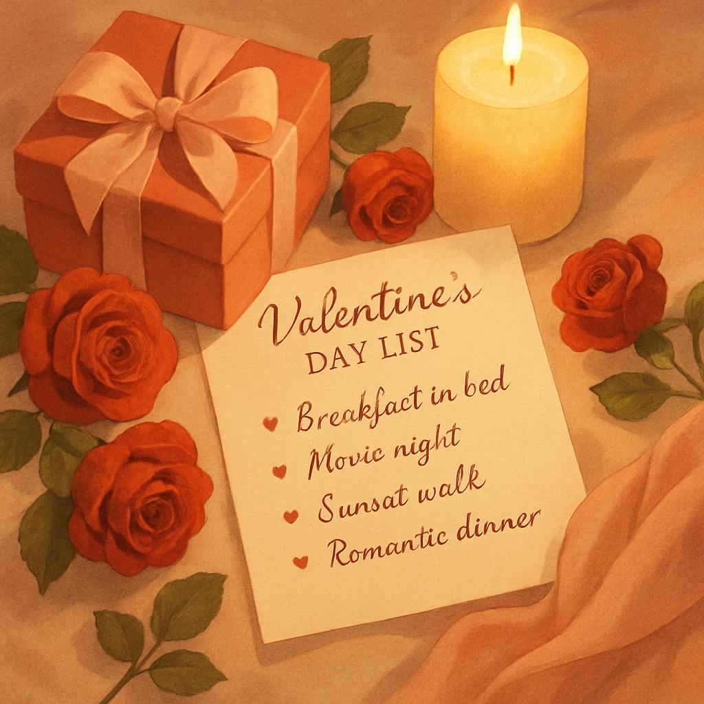 Beautiful illustration for valentine's day list