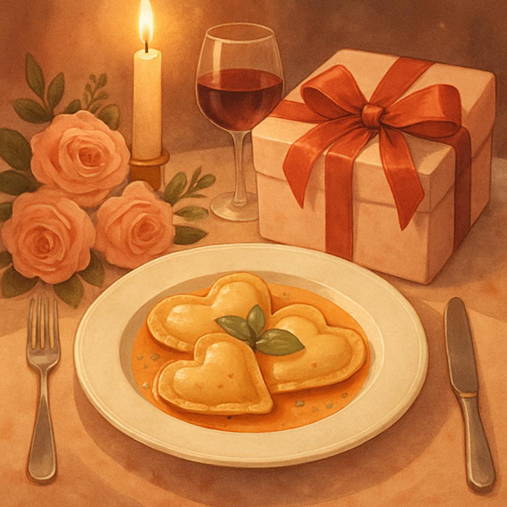 Beautiful illustration for valentine's day meals