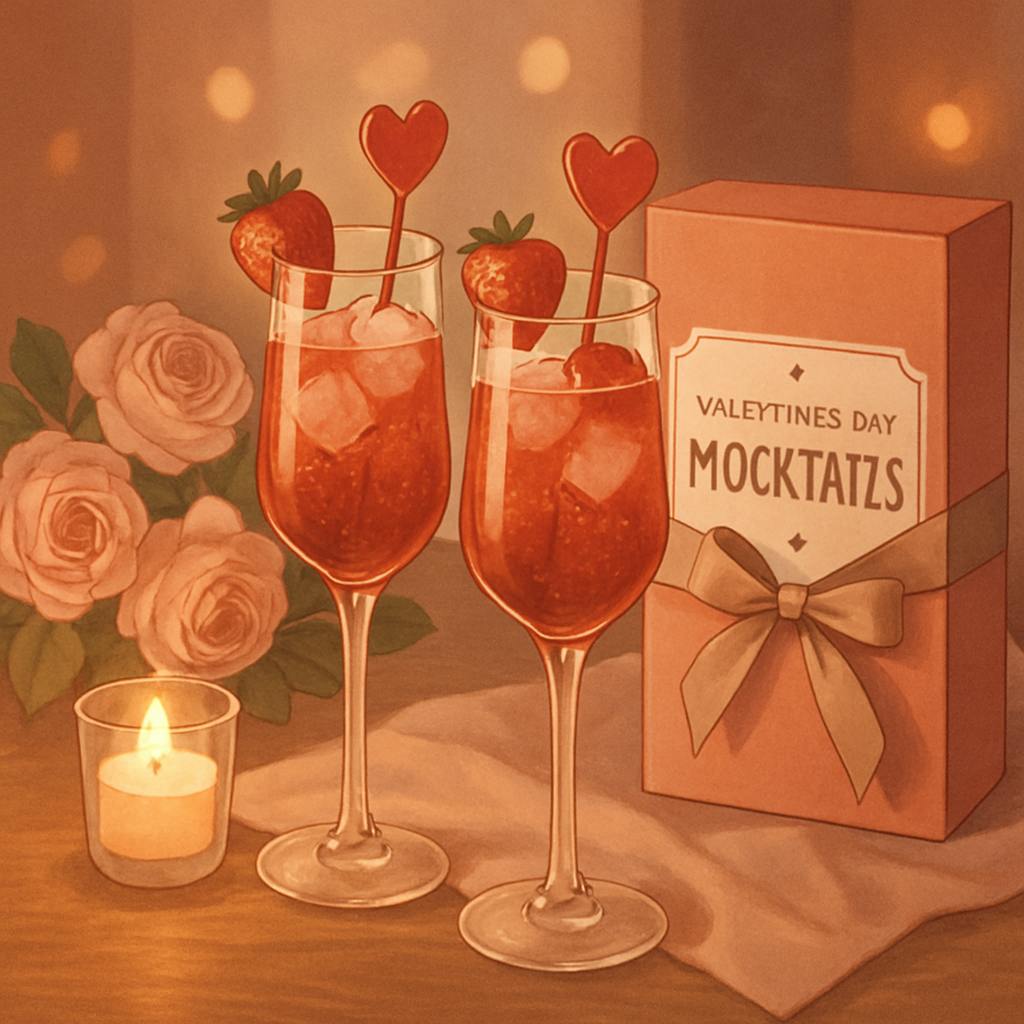 Beautiful illustration for valentine's day mocktails