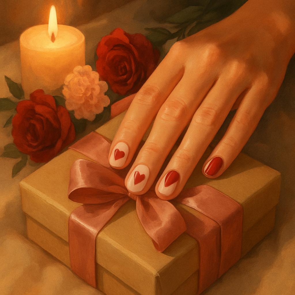 Beautiful illustration for valentine's day nails short