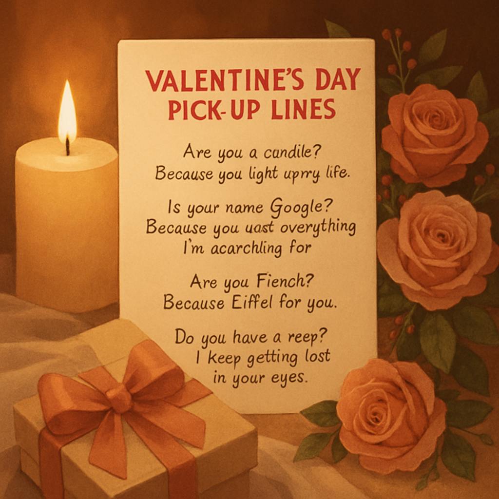 Beautiful illustration for valentine's day pick up lines