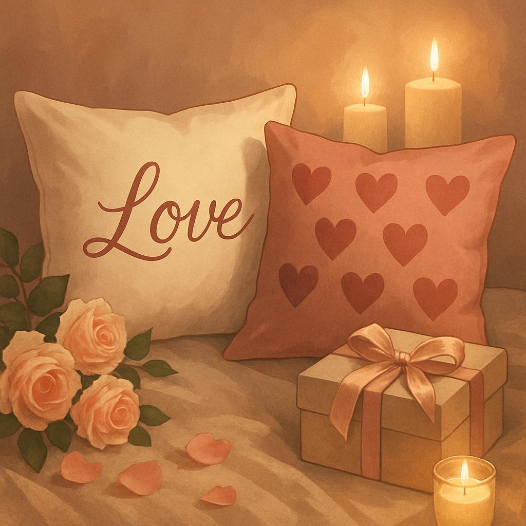 Beautiful illustration for valentine's day pillows