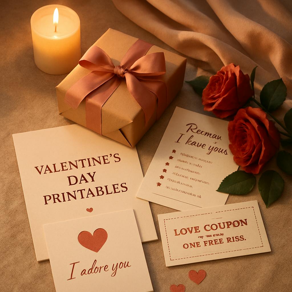 Beautiful illustration for valentine's day printables