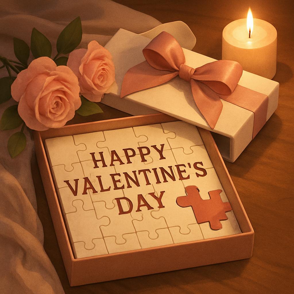 Beautiful illustration for valentine's day puzzle