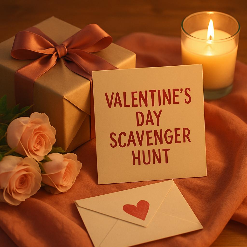 Beautiful illustration for valentine's day scavenger hunt