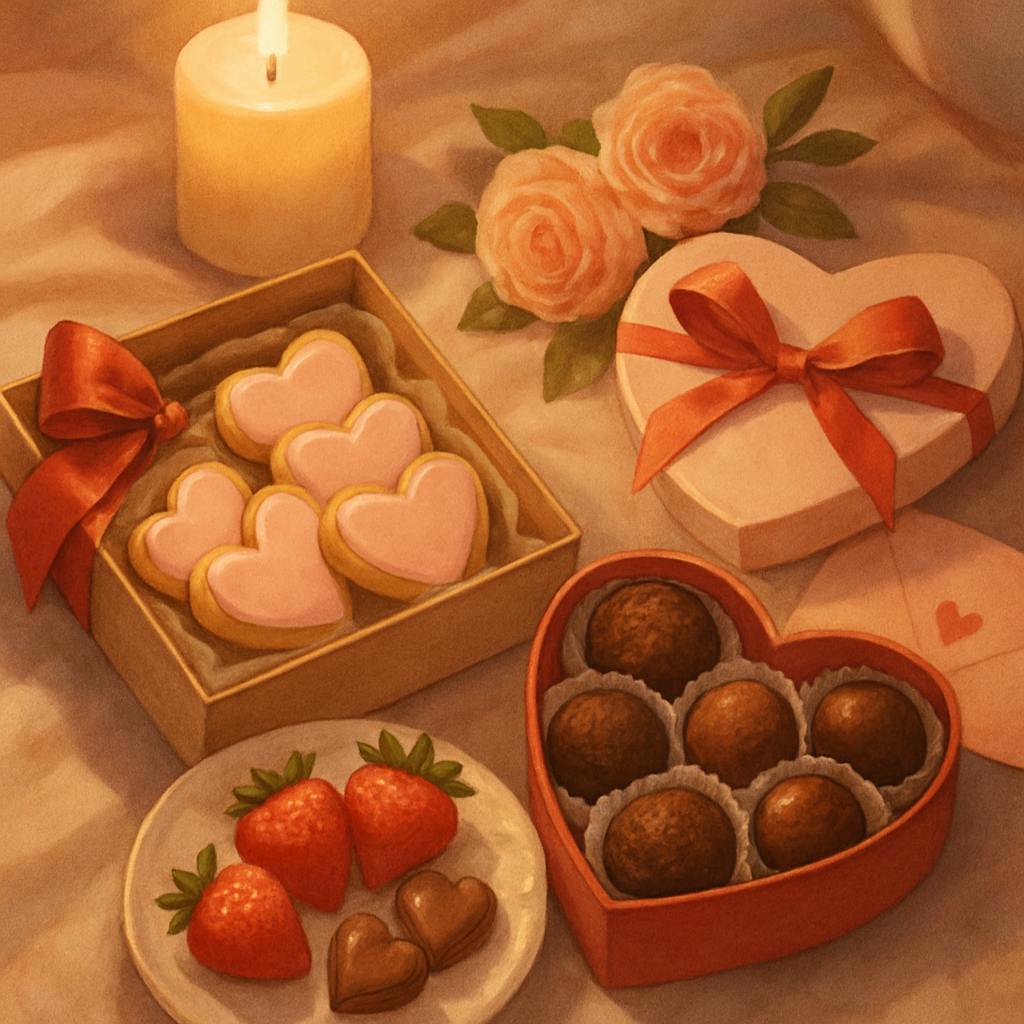 Beautiful illustration for valentine's day snacks