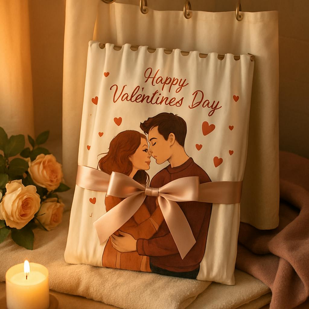 Beautiful illustration for valentine's day shower curtain