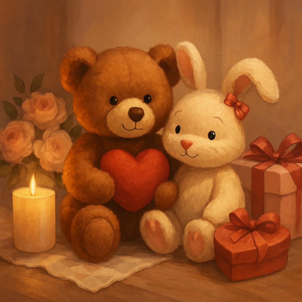 Beautiful illustration for valentine's day stuffed animals