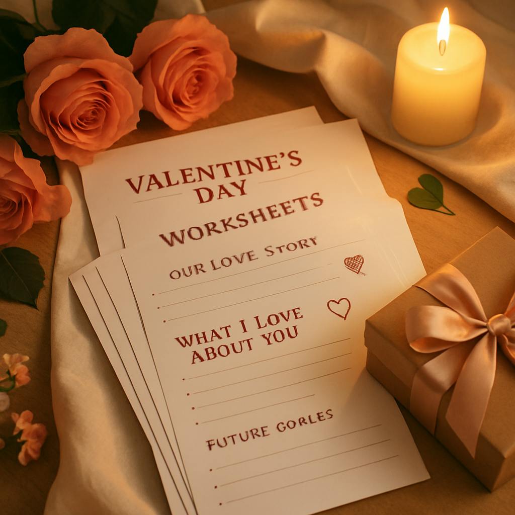 Beautiful illustration for valentine's day worksheets
