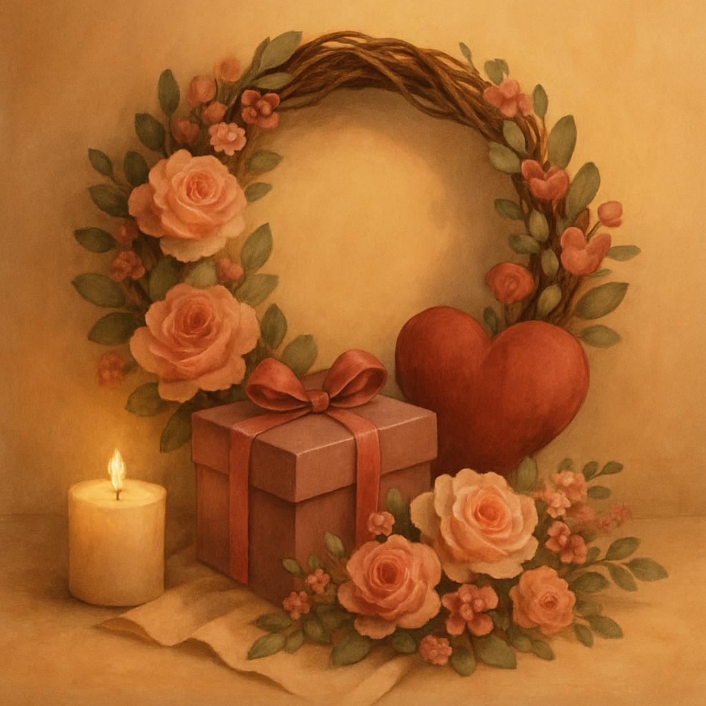 Beautiful illustration for valentine's day wreath