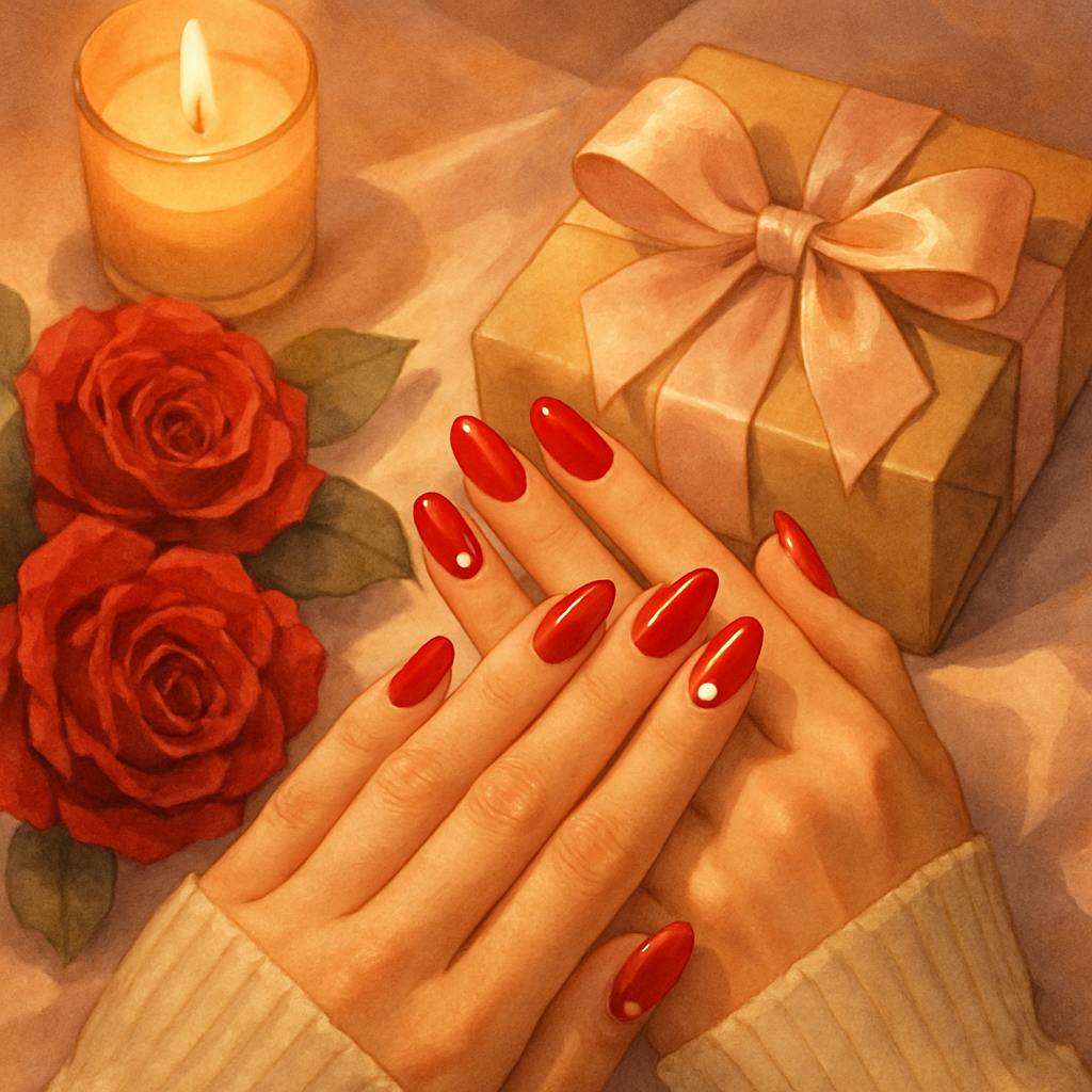 Beautiful illustration for red valentines day nails