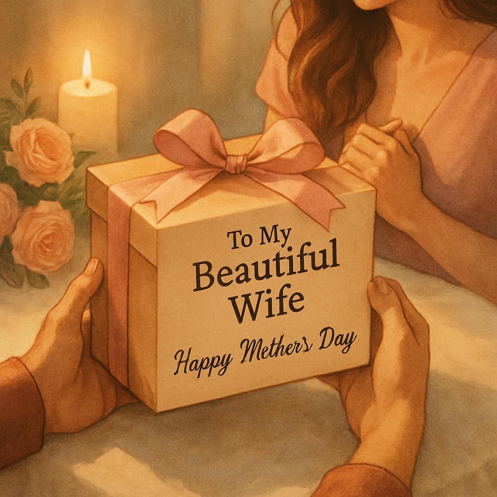 Beautiful illustration for husband to wife mothers day sayings