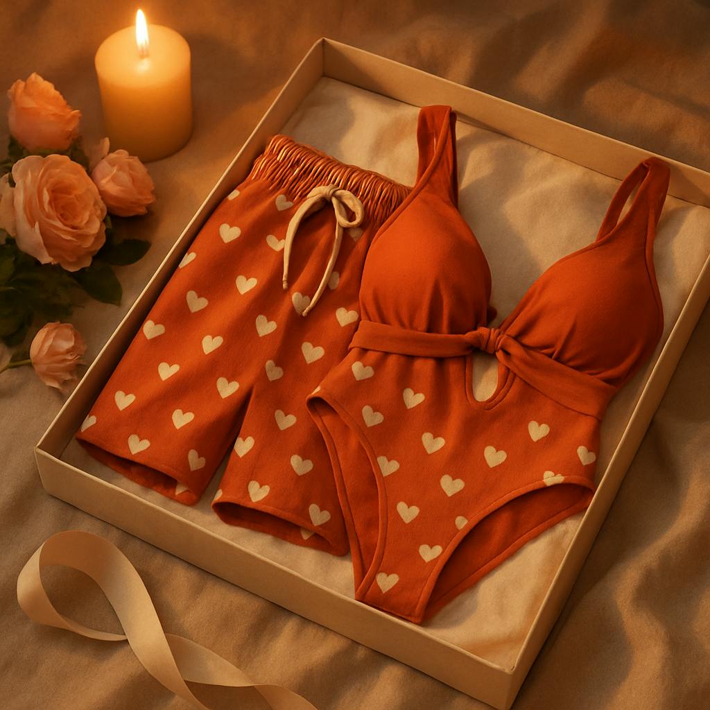 Beautiful illustration for matching swimsuits for couples