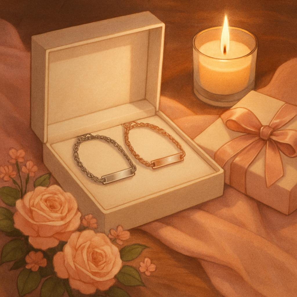 Beautiful illustration for matching bracelets for couples
