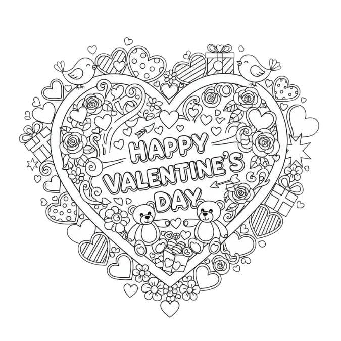 Basic valentine's day coloring book