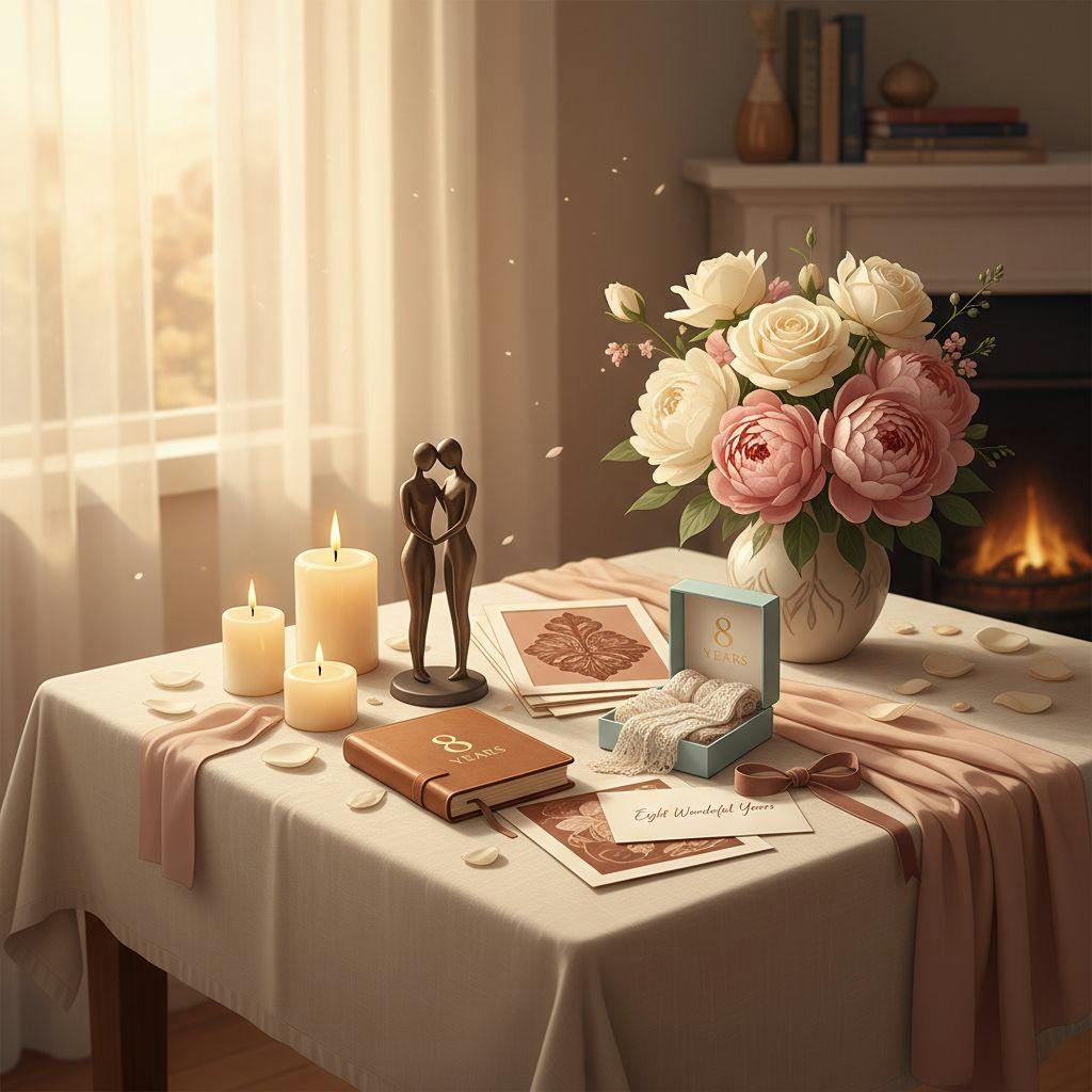 Beautiful illustration for 8th anniversary gifts