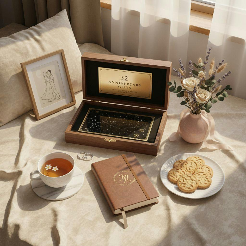 Beautiful illustration for 32nd anniversary gifts