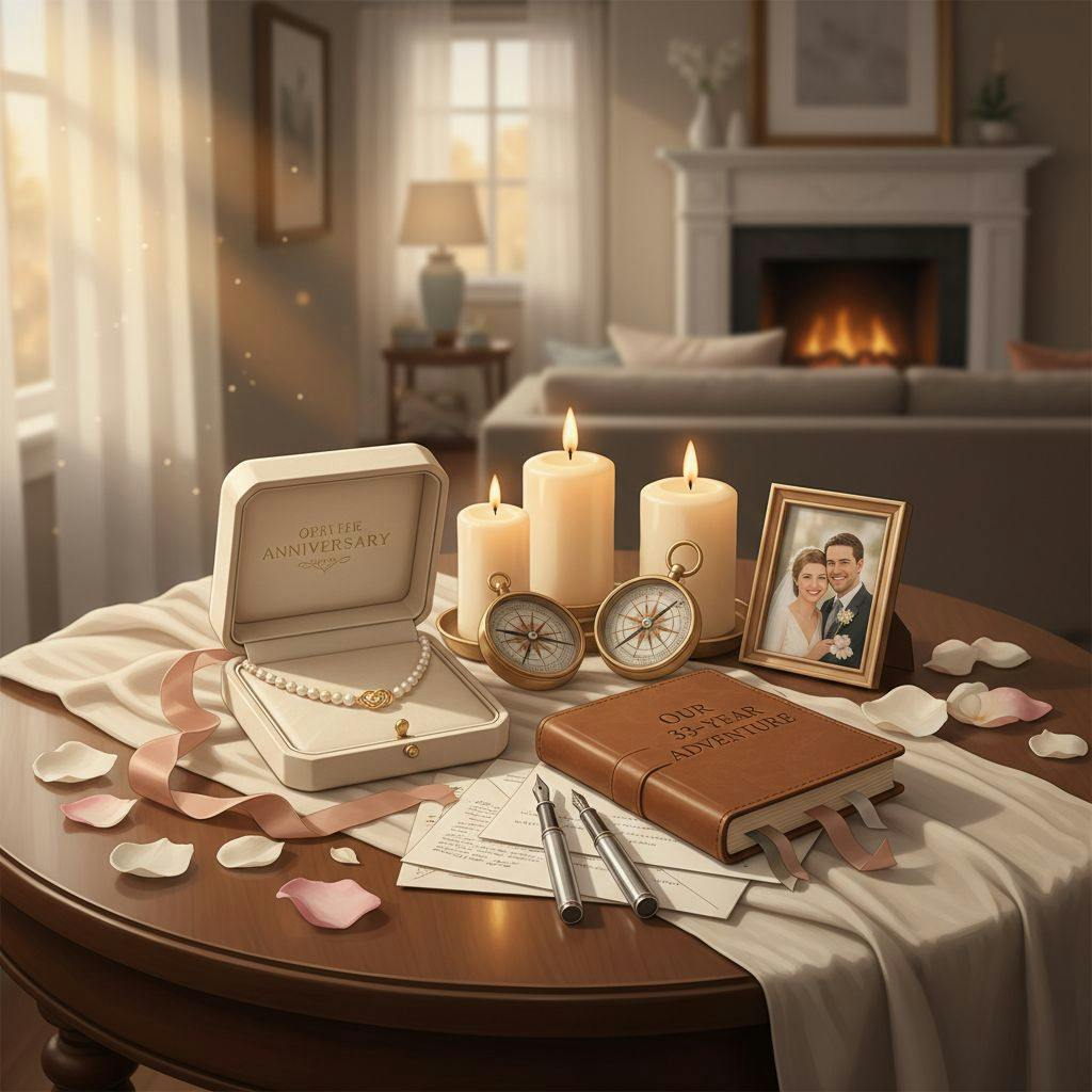 Beautiful illustration for 33rd anniversary gifts