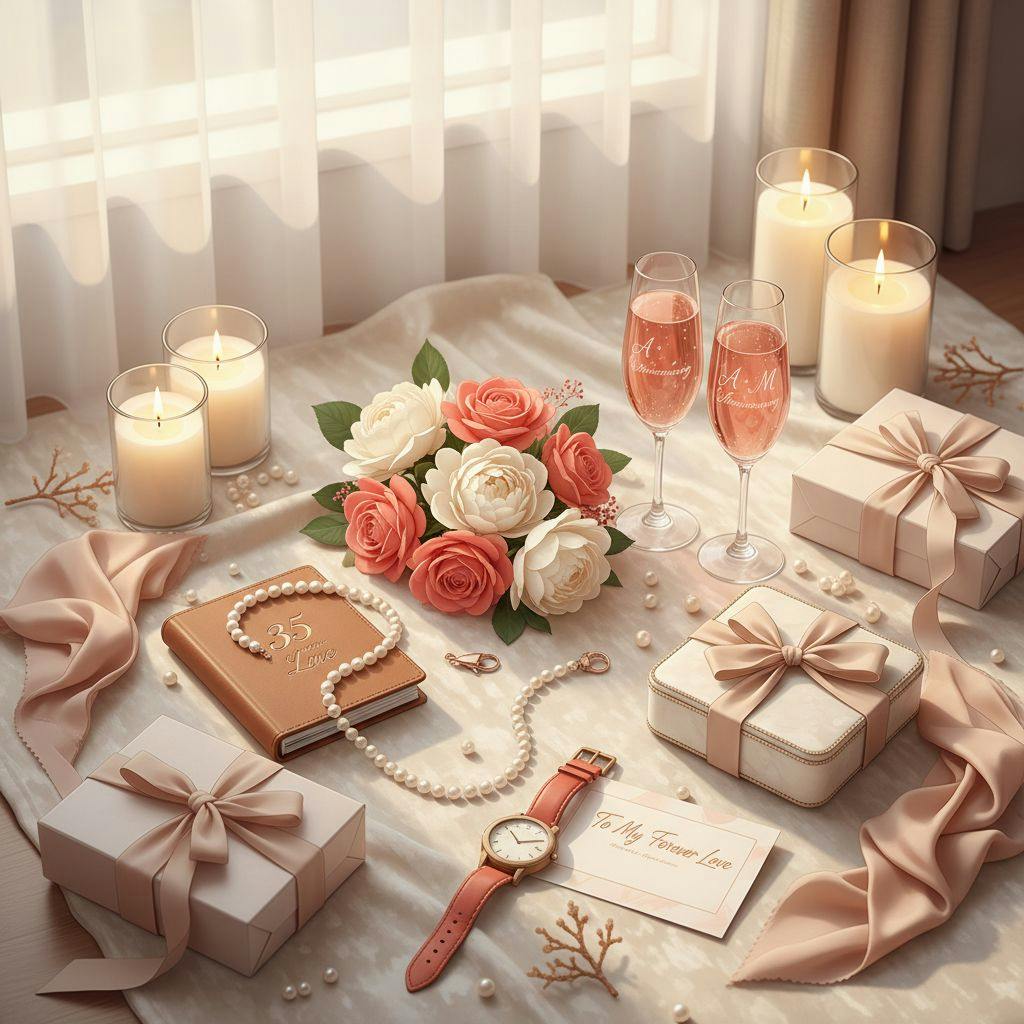 Beautiful illustration for 35th anniversary gifts