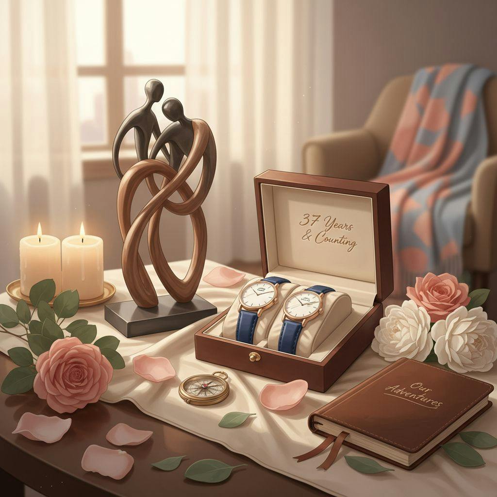Beautiful illustration for 37th anniversary gifts